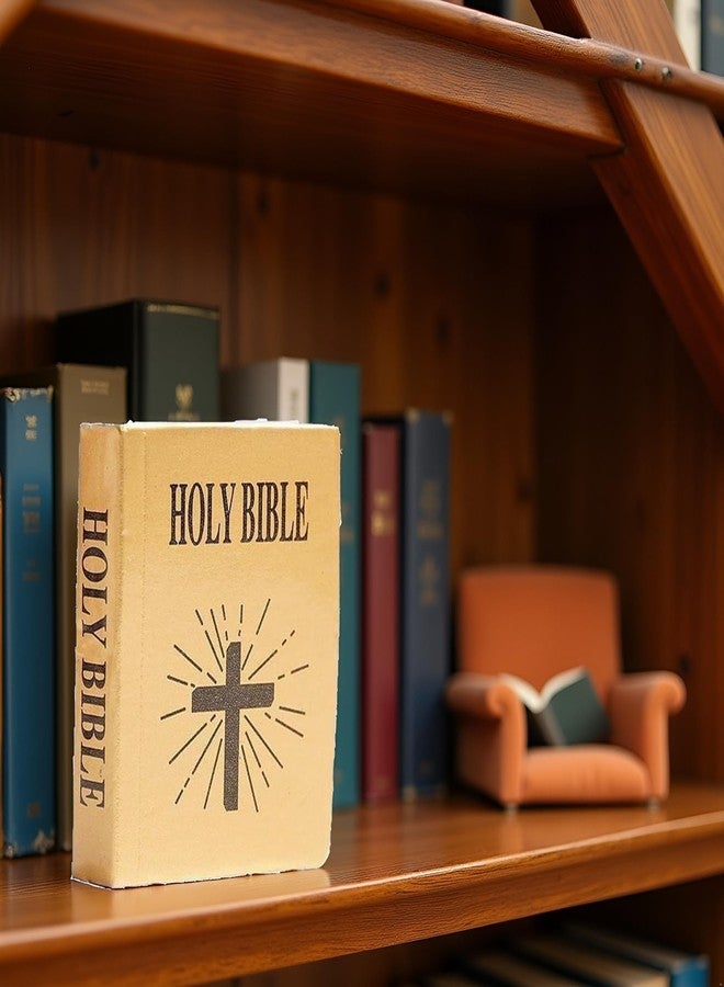 Qintreesify Brown Mini Bible Pocket Book Dollhouse Miniature Book Bookshelf Bedroom Library Accessories，Dollhouse Furniture, Miniature Dollhouse Accessories,Dolls and Accessories(1/12) - Image 4